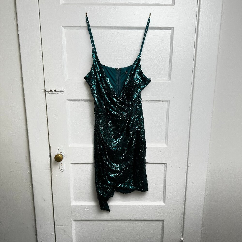 [NEW] Fashion Nova | Party/ Holiday Sequined Dress | Size L | Teal